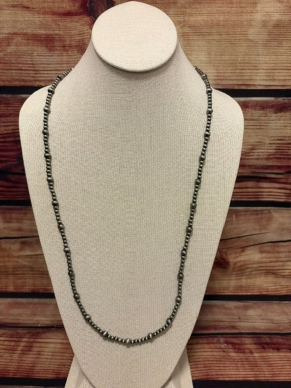 ISAC Handmade Western Navajo Style Pearl Bead Necklace 26"